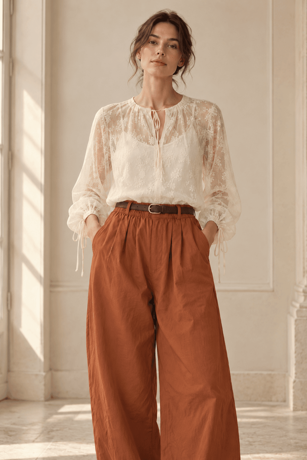 Blouse en dentelle écrue